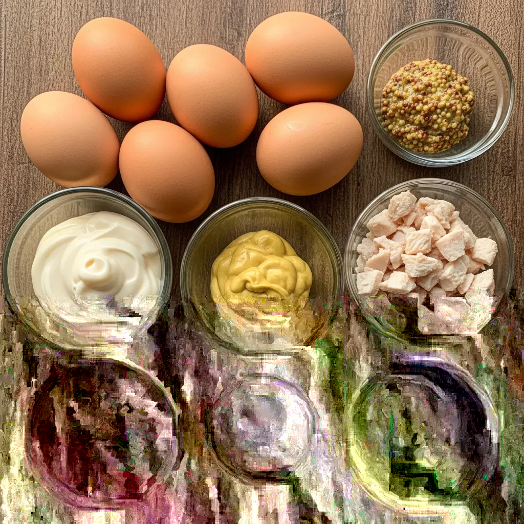 Ingredients for Creamy Chicken Deviled Eggs
