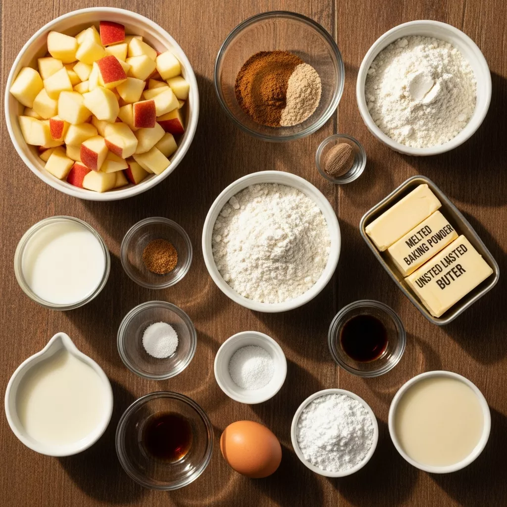 Ingredients for Cozy Baked Apple Fritters with Vanilla Glaze