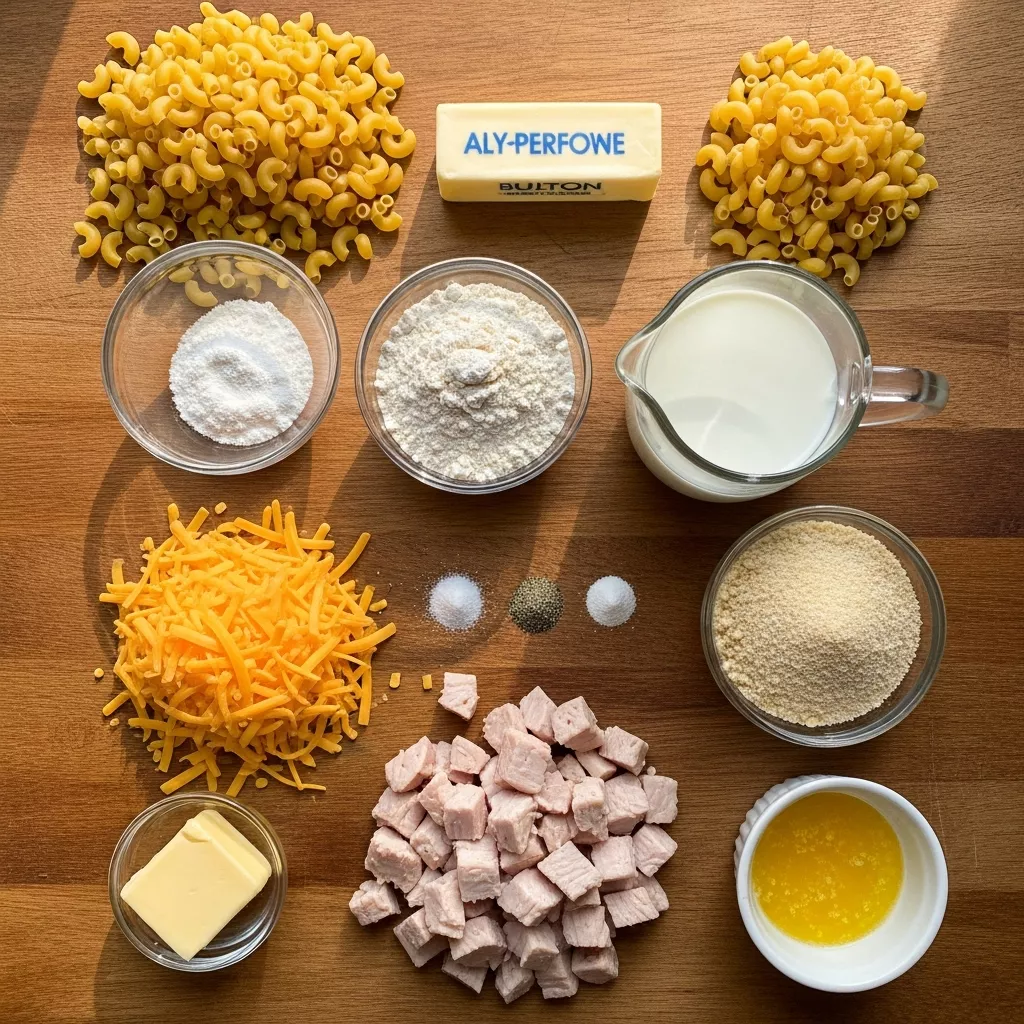 Ingredients for Creamy Macaroni Turkey Casserole