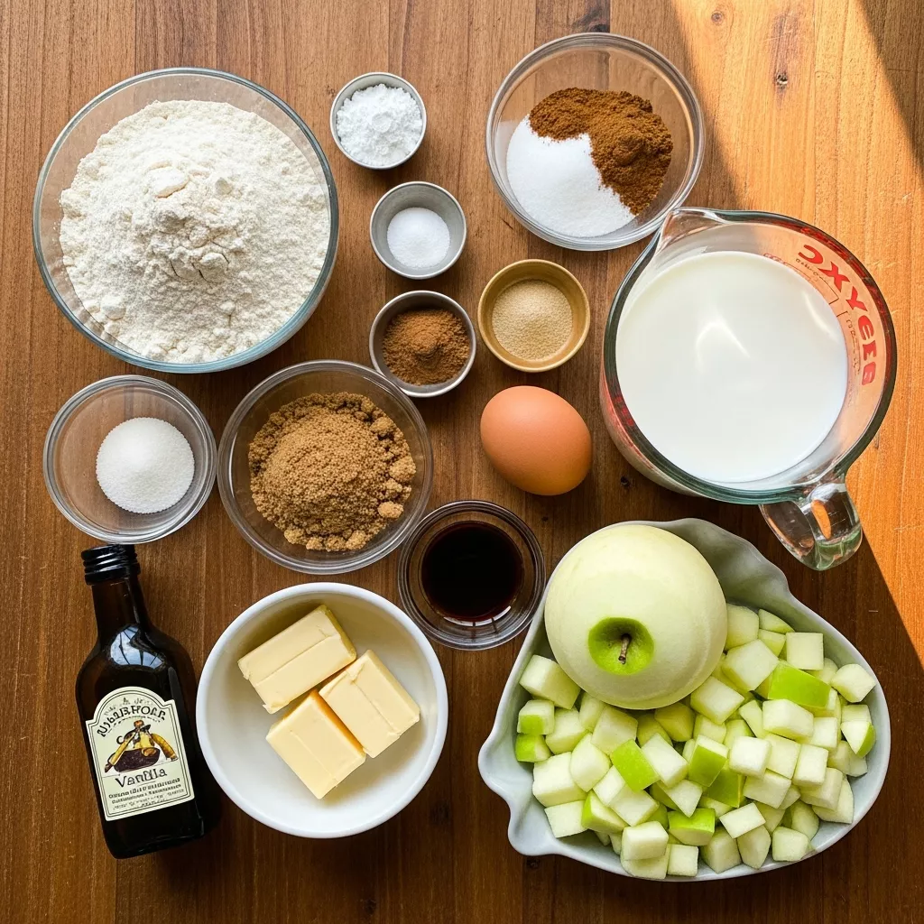 Ingredients for Cozy Cinnamon-Glazed Apple Fritter Bites