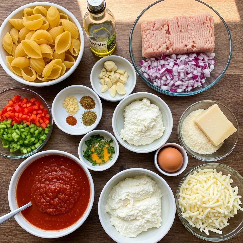 Ingredients for Creamy Cajun Chicken Stuffed Shells