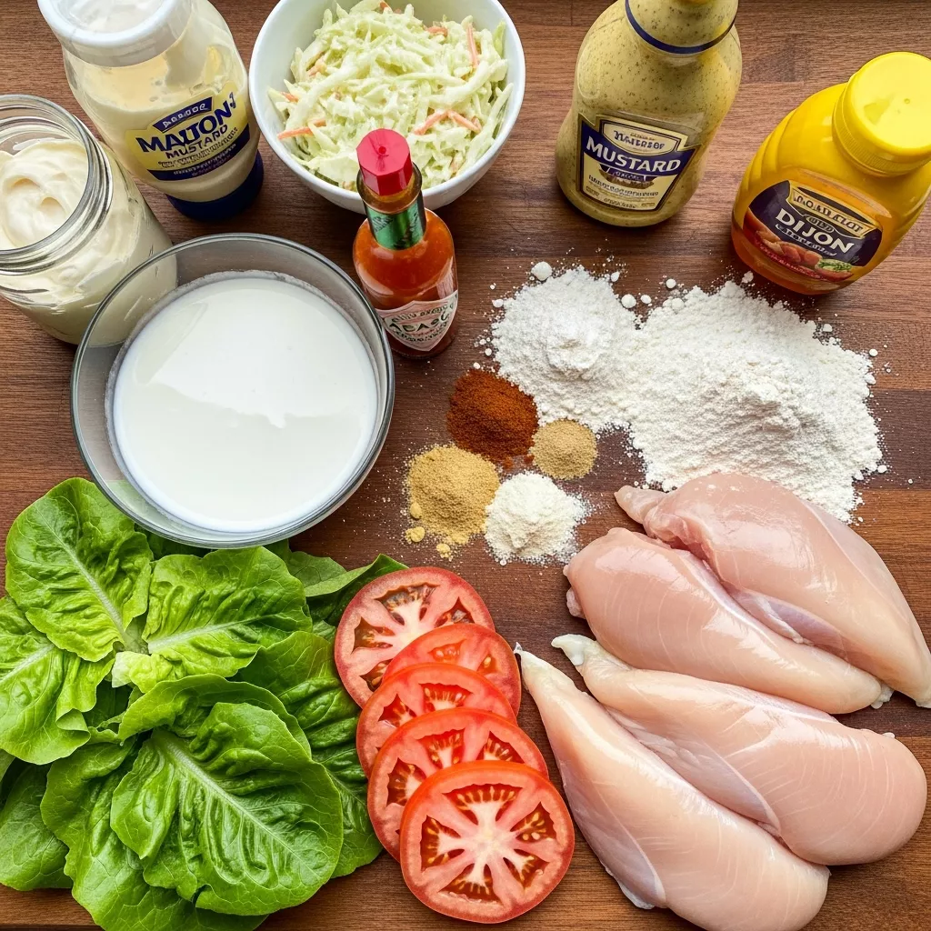 Ingredients for Ultimate Crispy Fried Chicken Burger