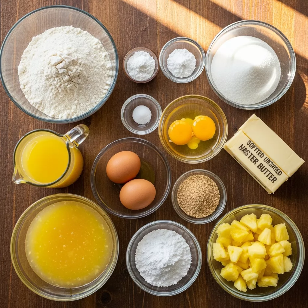 Ingredients for Sunshine Pineapple Juice Cake