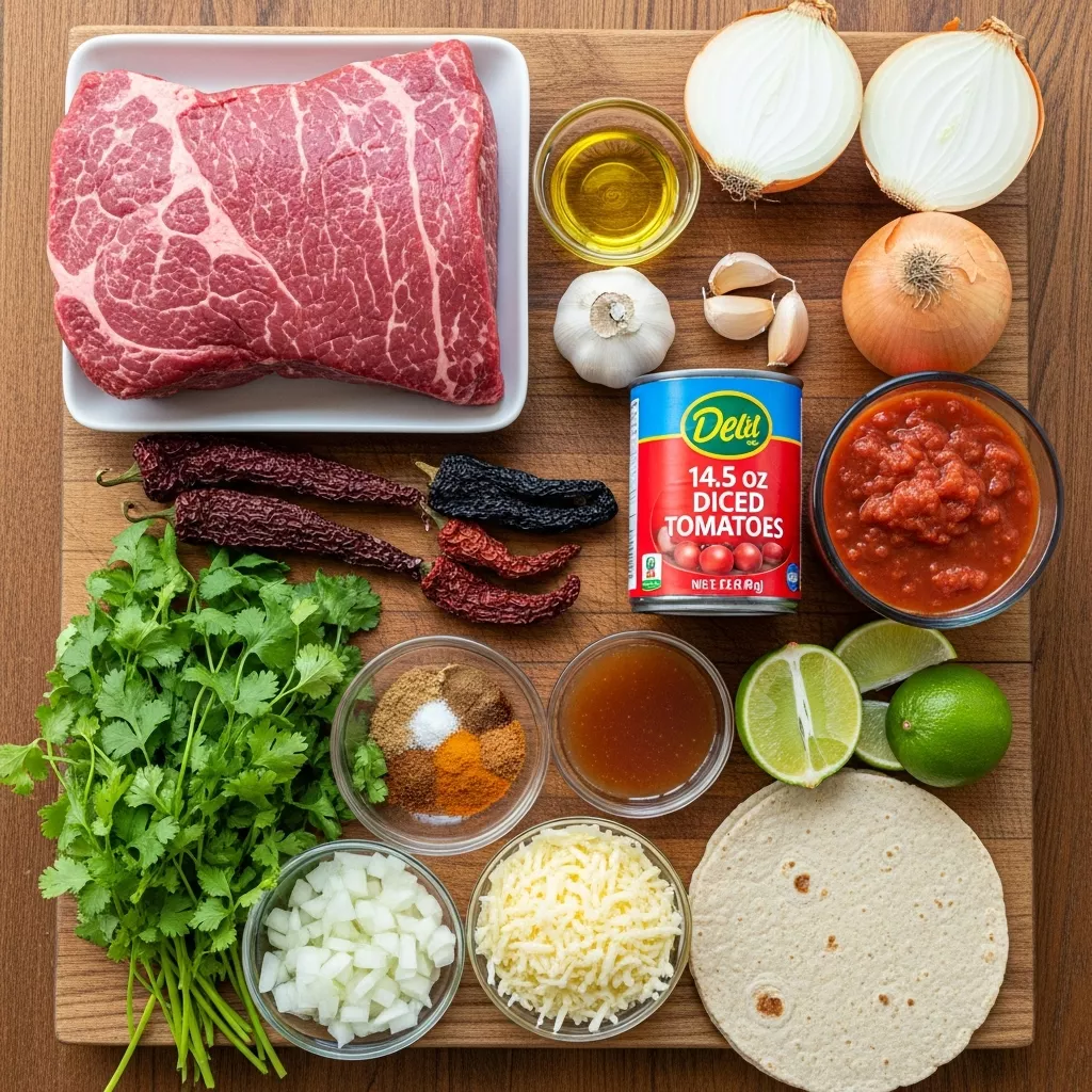 Ingredients for Mouthwatering Quesabirria Tacos