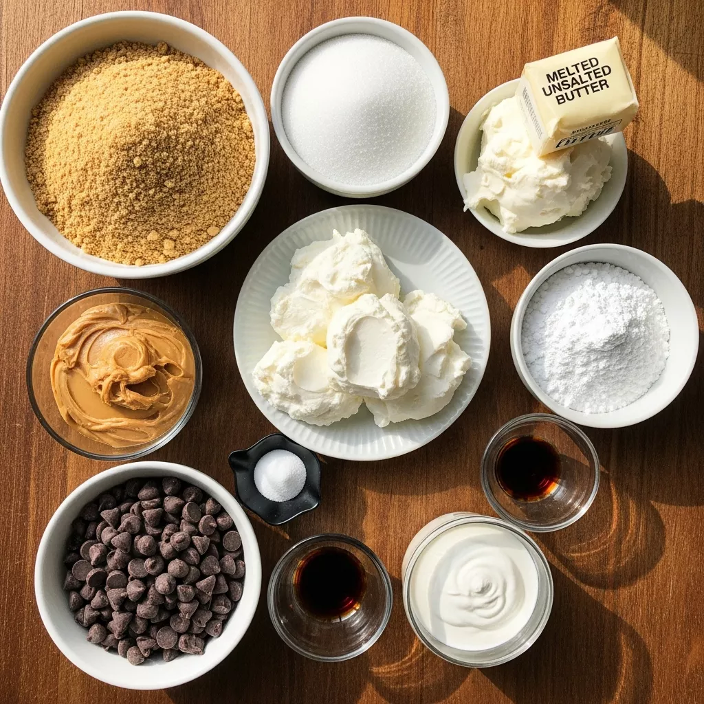 Ingredients for Decadent Chocolate Peanut Butter Swirl Pie