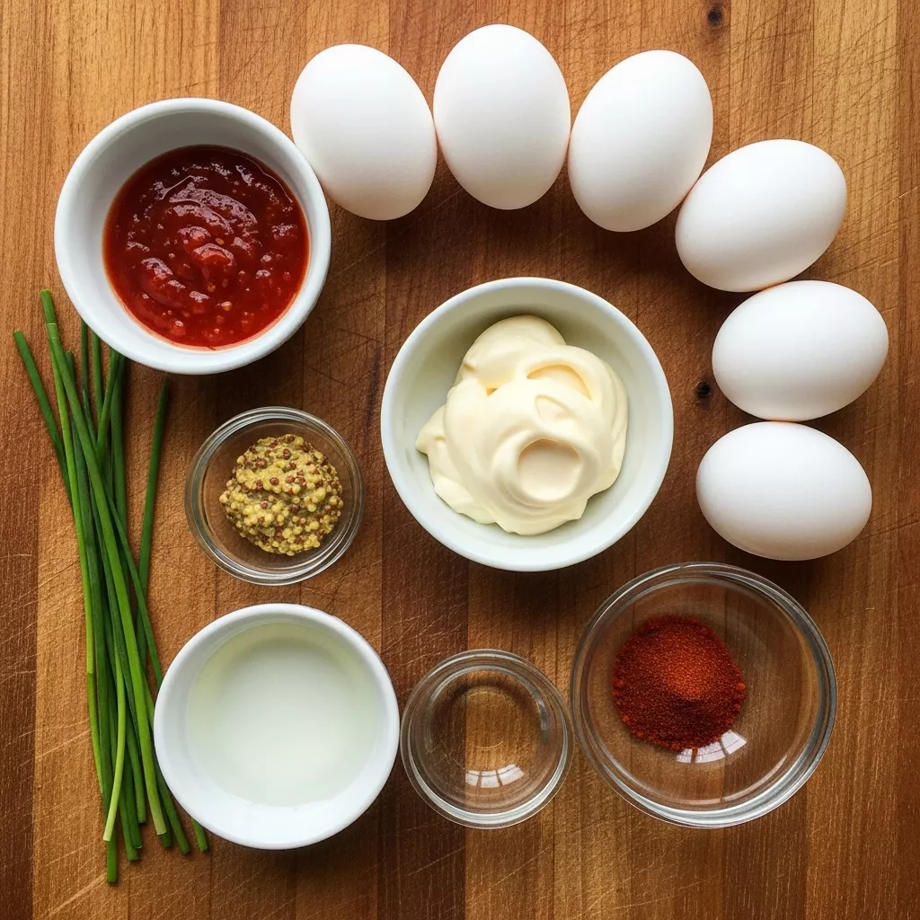Ingredients for Spicy Chili Garlic Deviled Eggs
