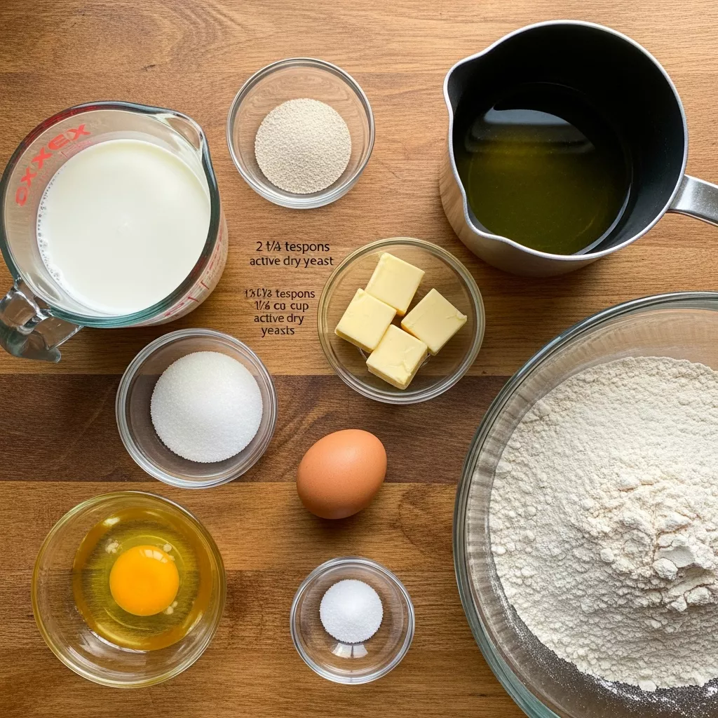Ingredients for Fluffy 1-Hour Dinner Rolls