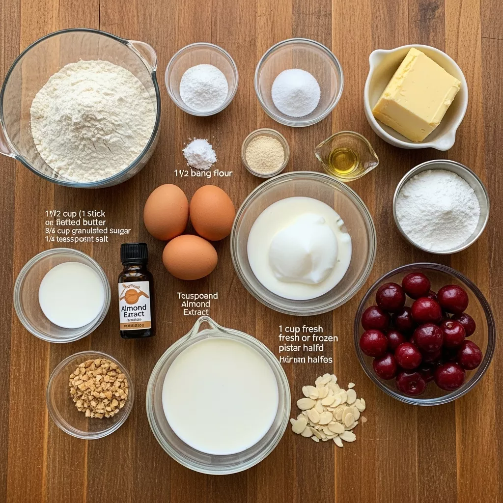 Ingredients for Cozy Cherry Almond Cake