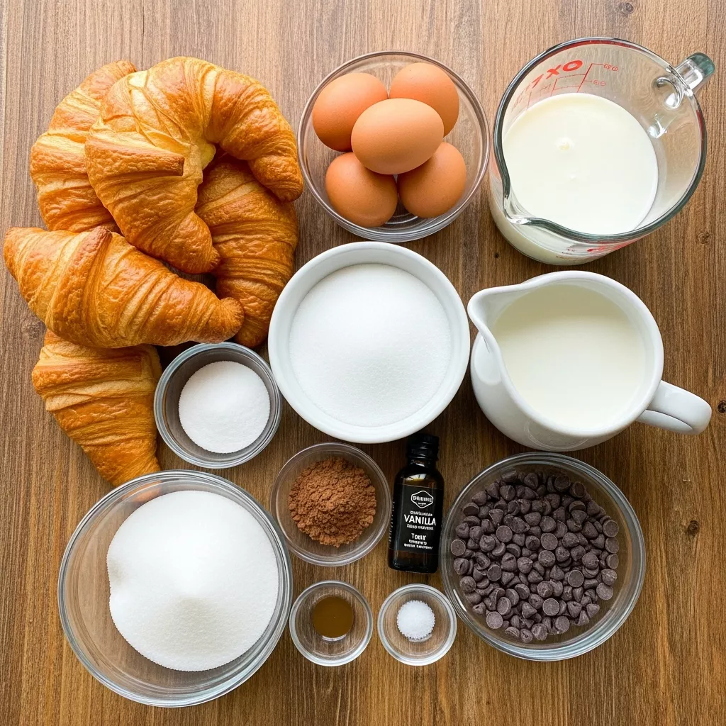 Ingredients for Cozy Chocolate Croissant Breakfast Bake