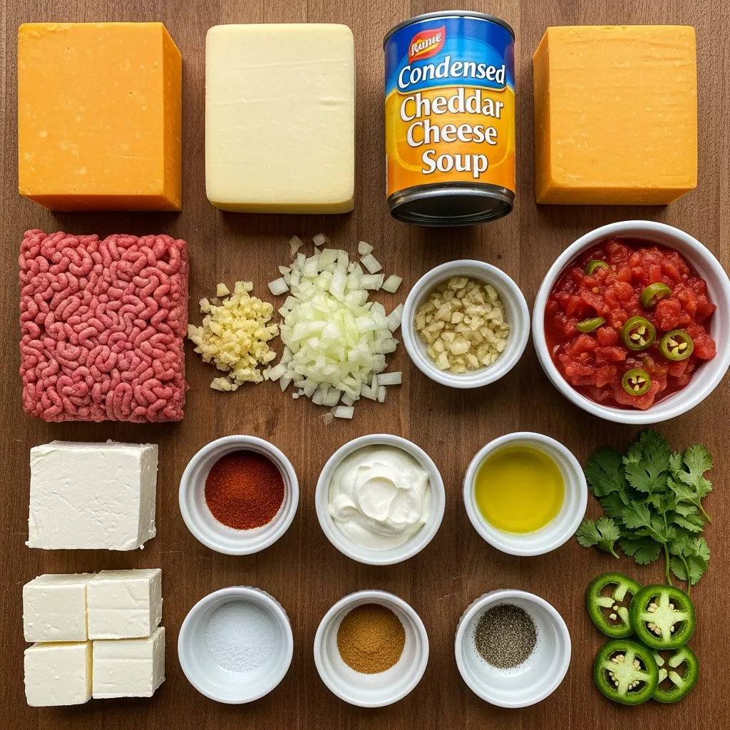 Ingredients for Cheesy Zesty Copycat Gringo Dip