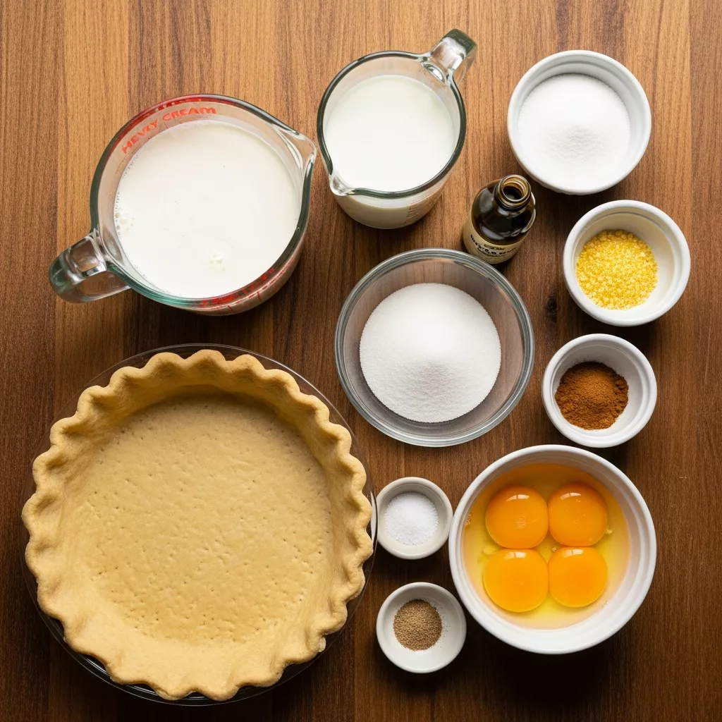Ingredients for Cozy Christmas Eve Cinnamon-Vanilla Custard Pie