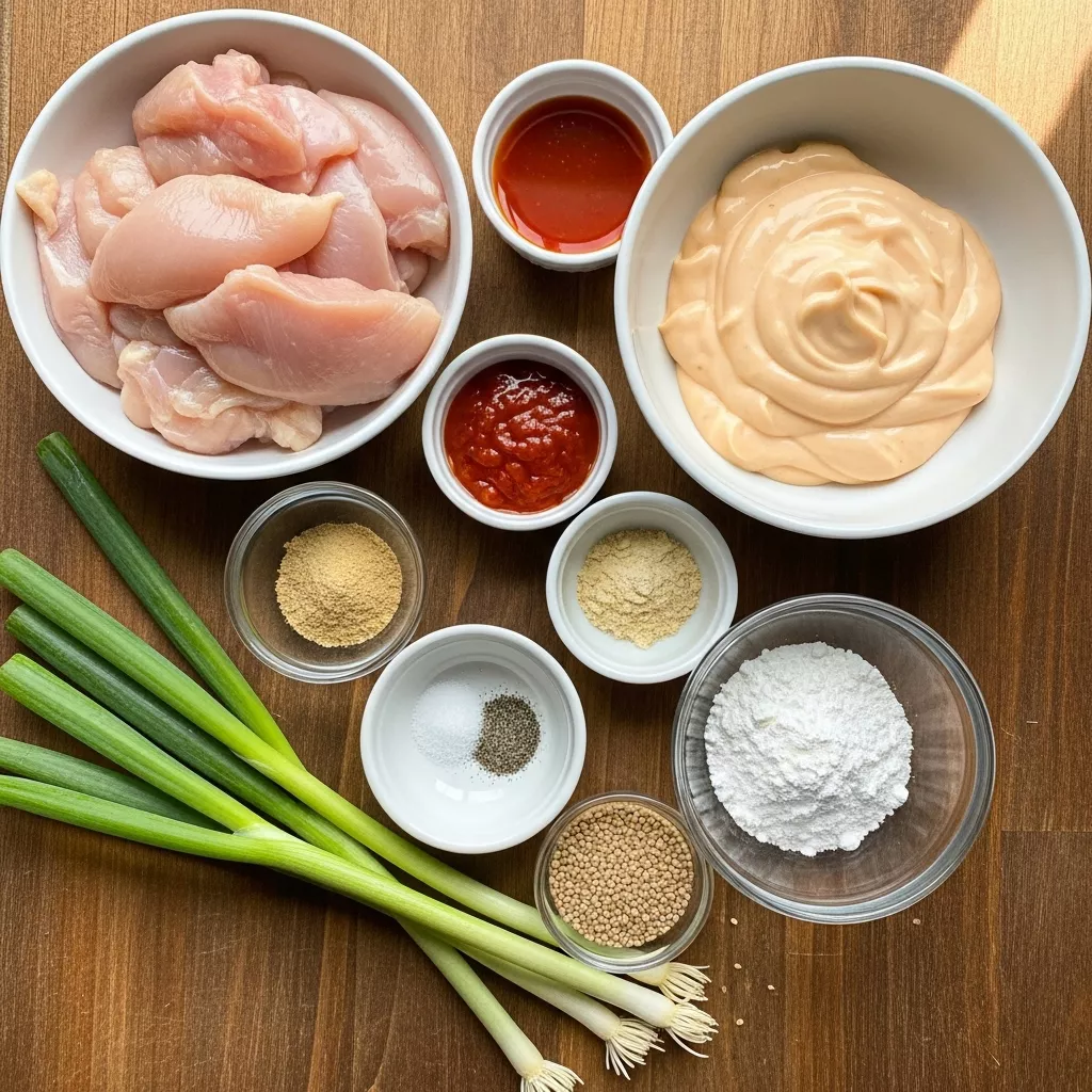 Ingredients for Creamy Bang Bang Chicken Bake