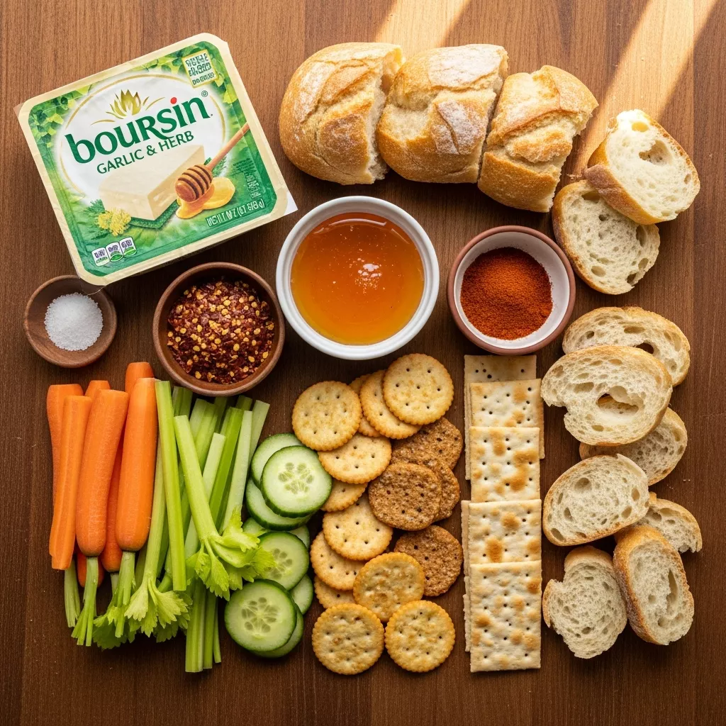 Ingredients for Sweet & Spicy Hot Honey Boursin Dip