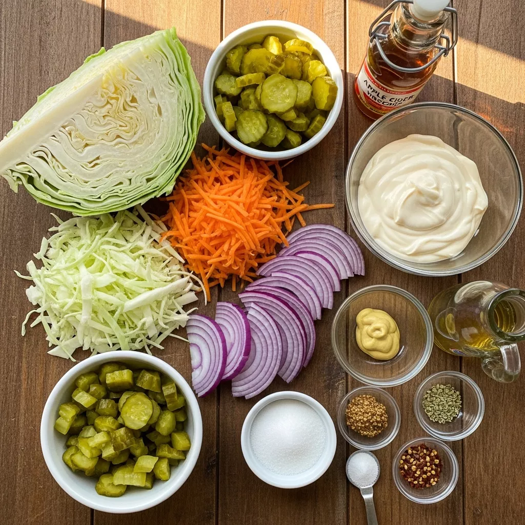 Ingredients for Sweet & Spicy Pickle Slaw Sensation