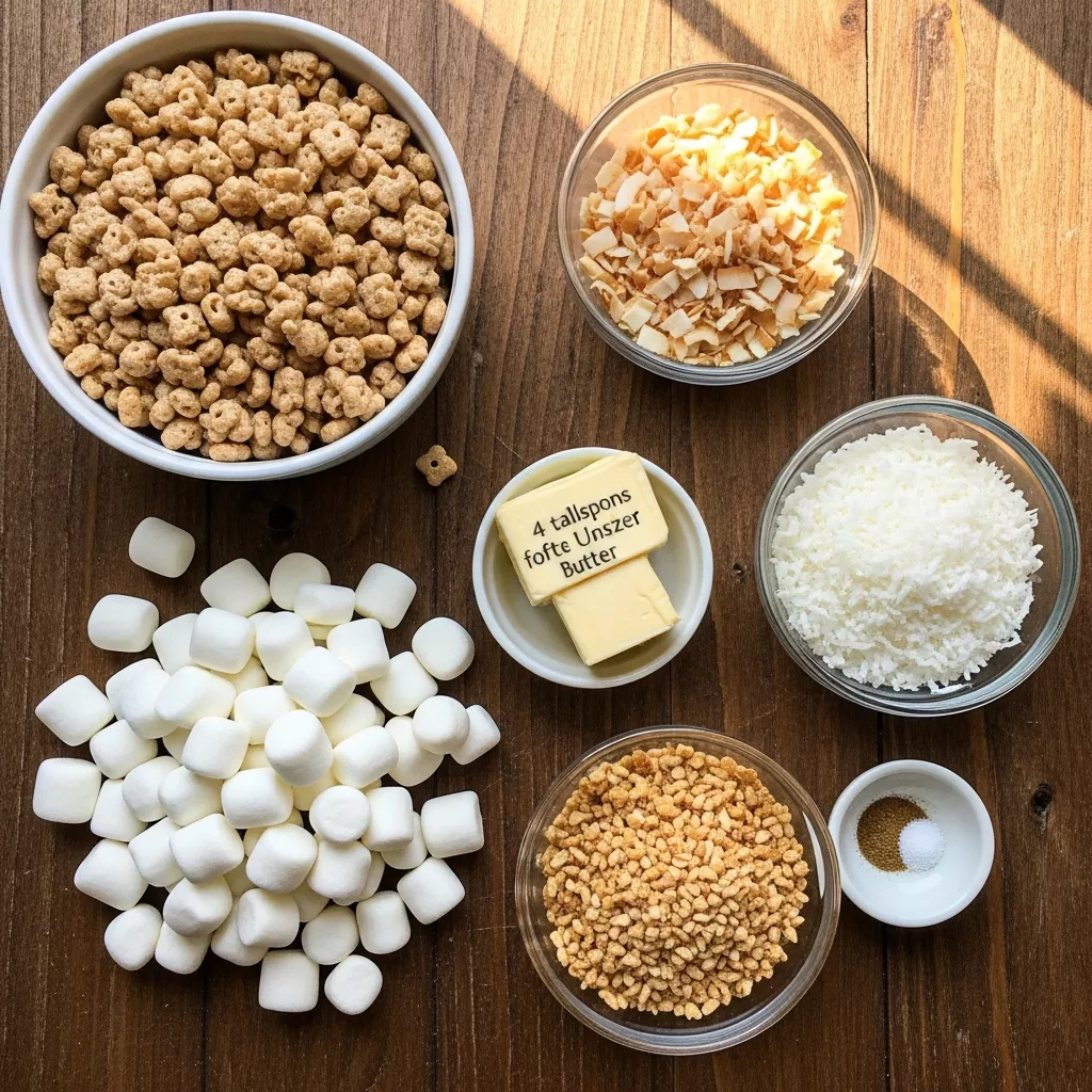 Ingredients for Dreamy Coconut Rice Krispy Treats