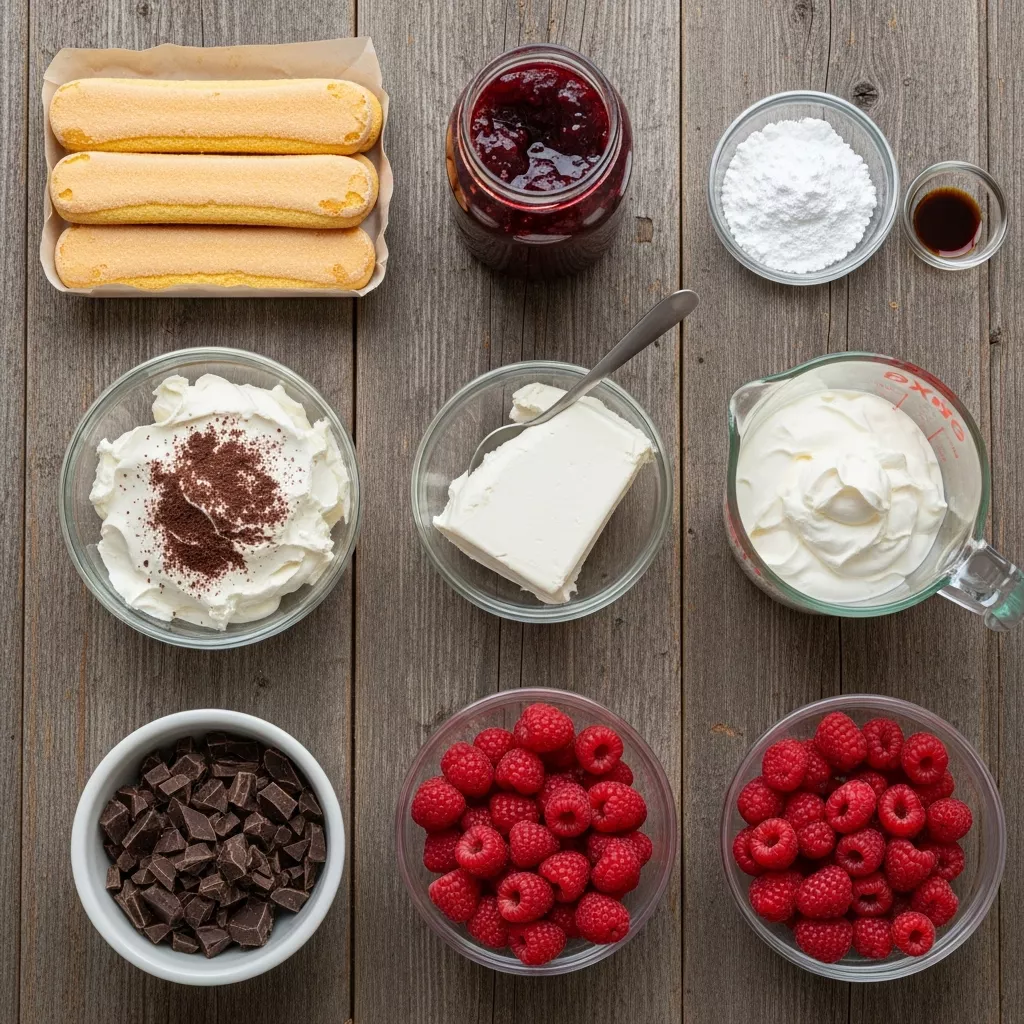 Ingredients for Decadent Raspberry Chocolate Dream Lasagna: An Elegant Dessert