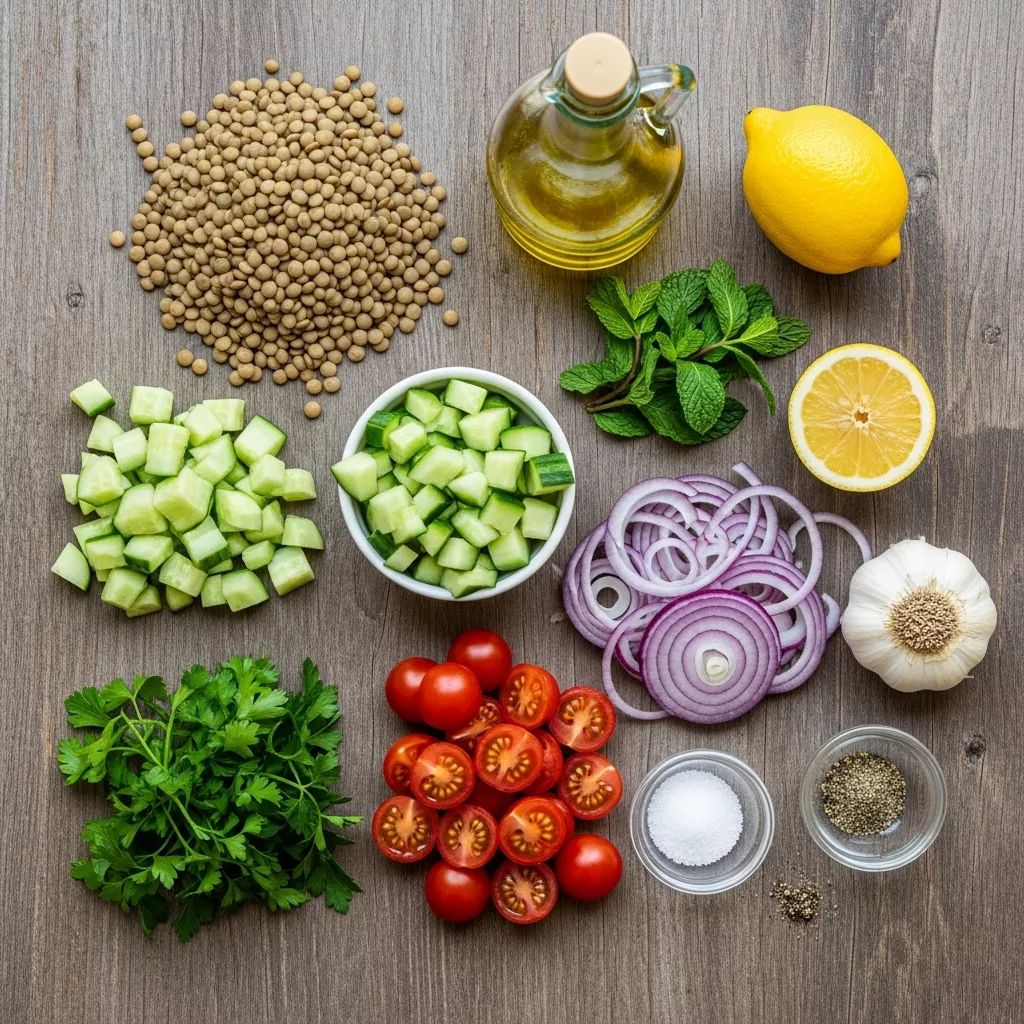 Ingredients for Liberated Lemon & Lentil 'Divorce' Salad