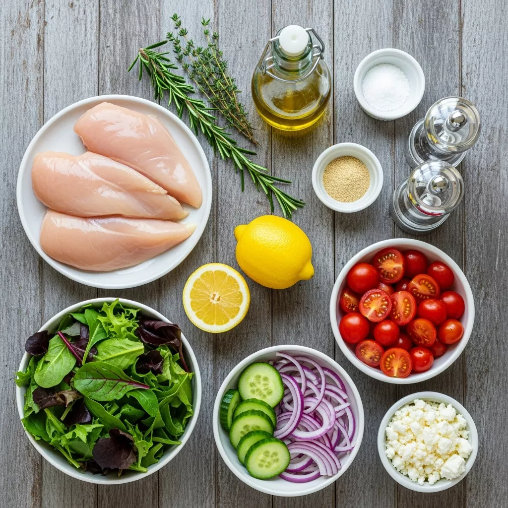 Ingredients for Zesty Lemon Herb Grilled Chicken Salad: A Light & Flavorful Delight