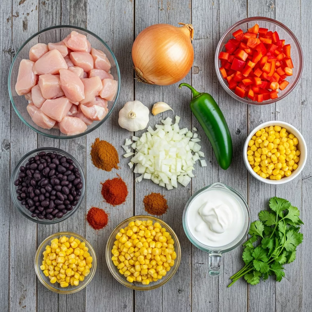 Ingredients for Creamy Street Corn Chicken Chili: A Bowl of Comfort