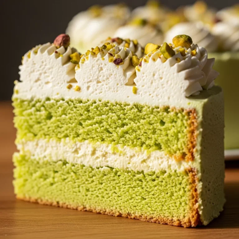 Pistachio Dream Cake (Watergate Cake) recipe card with instructions and ingredients