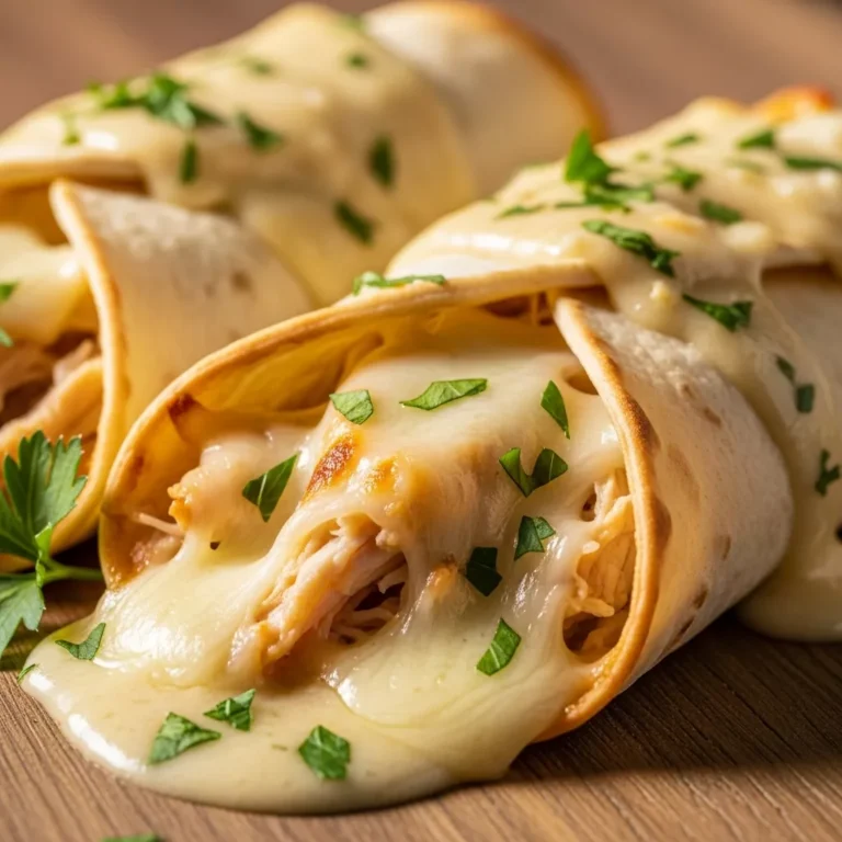 Recipe Card for Cheesy Garlic Chicken Wraps