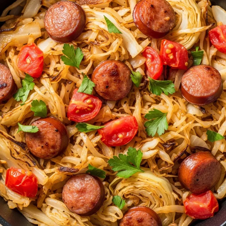 Recipe card for Smoked Sausage Cowboy Cabbage Skillet