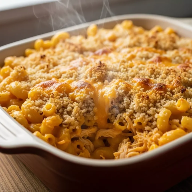 Recipe Card for Creamy Macaroni and Chicken Casserole Delight Perfect for anyone who loves macaroni chicken casserole!