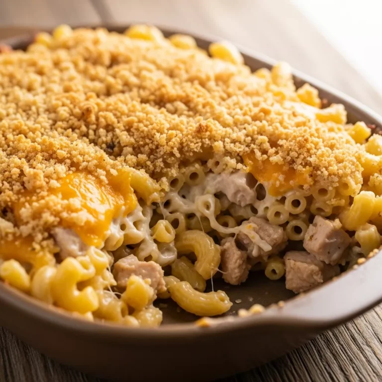 Recipe Card for Creamy Macaroni Turkey Casserole
