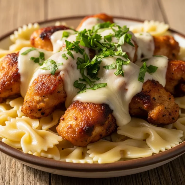 Cheesy Garlic Butter Chicken Bowties Recipe Card Perfect for anyone who loves cheesy chicken pasta recipe!