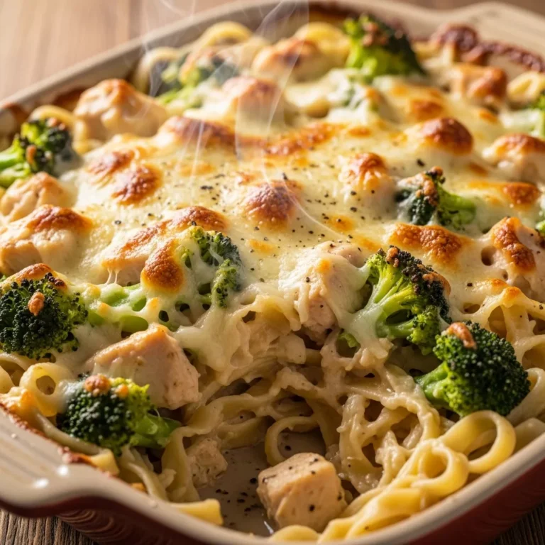 Chicken Broccoli Alfredo Bake recipe card