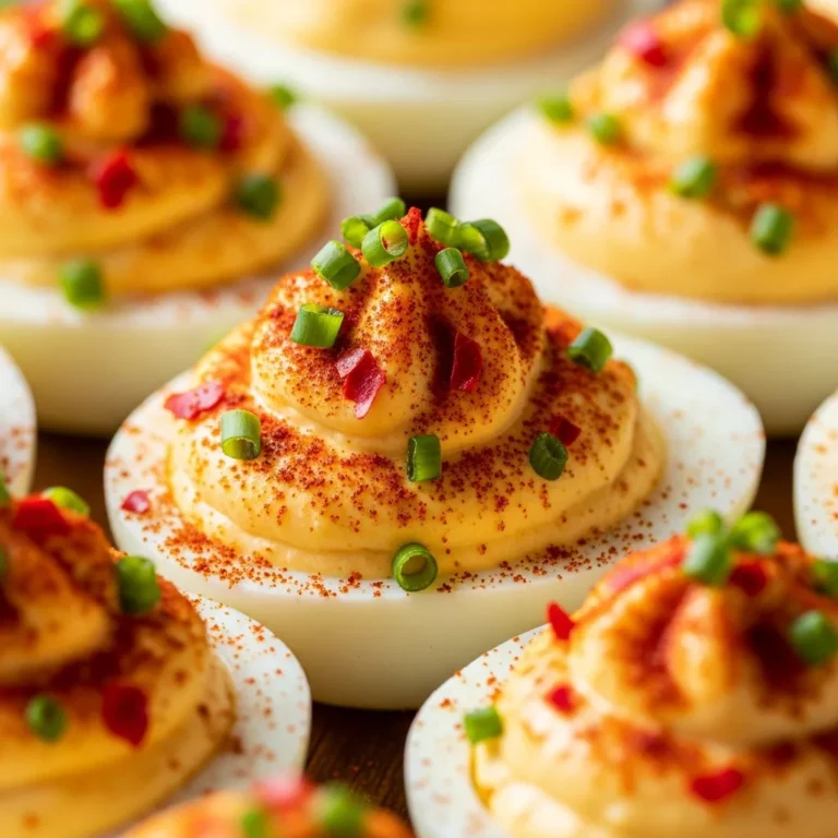 Recipe Card for Spicy Chili Garlic Deviled Eggs