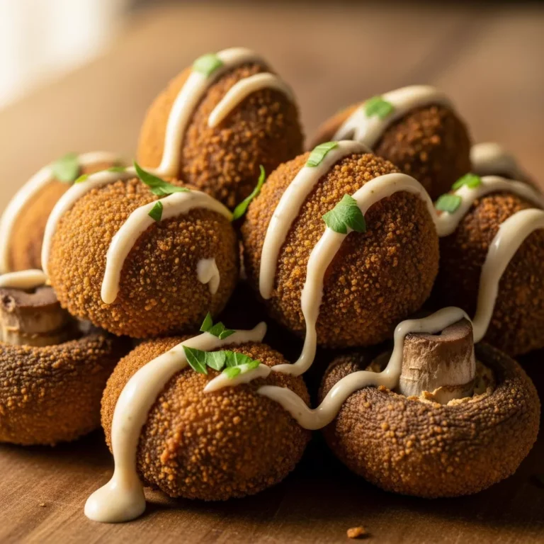 Recipe Card for Crispy Fried Mushrooms with Garlic Aioli