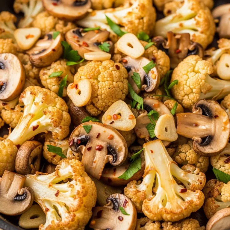 Savory Garlic Cauliflower Mushroom Skillet recipe card