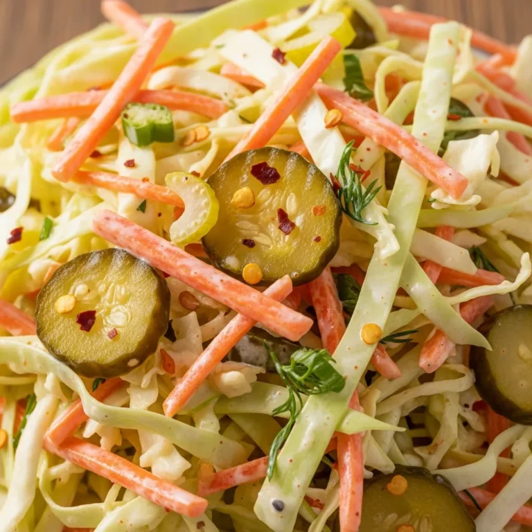 Sweet and Spicy Pickle Slaw Recipe Card