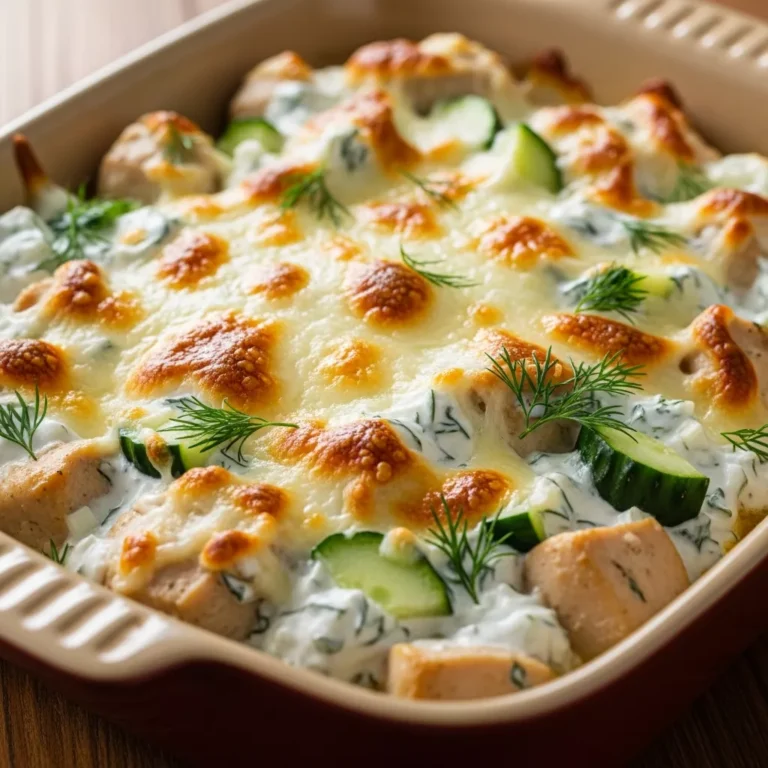 Creamy Dump-and-Bake Chicken Tzatziki Casserole Recipe Card