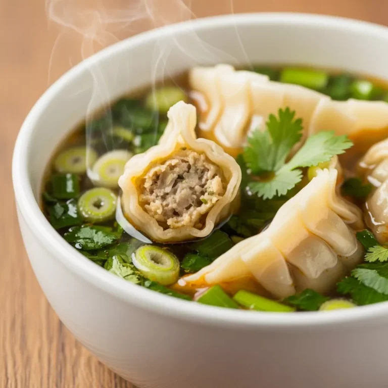 Gluten-free Thai potsticker soup recipe card